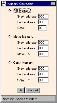 Memory Operation Dialog Box